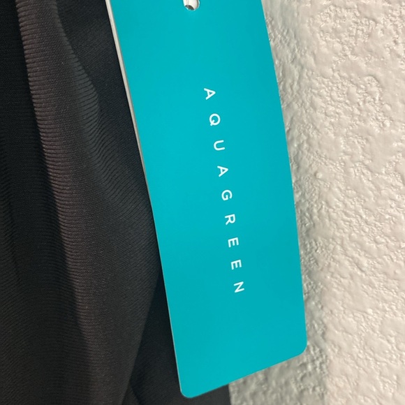 Aqua Green Women's Standard Keyhole Blouson Romper, Black Swim Romper size M - Picture 5 of 16